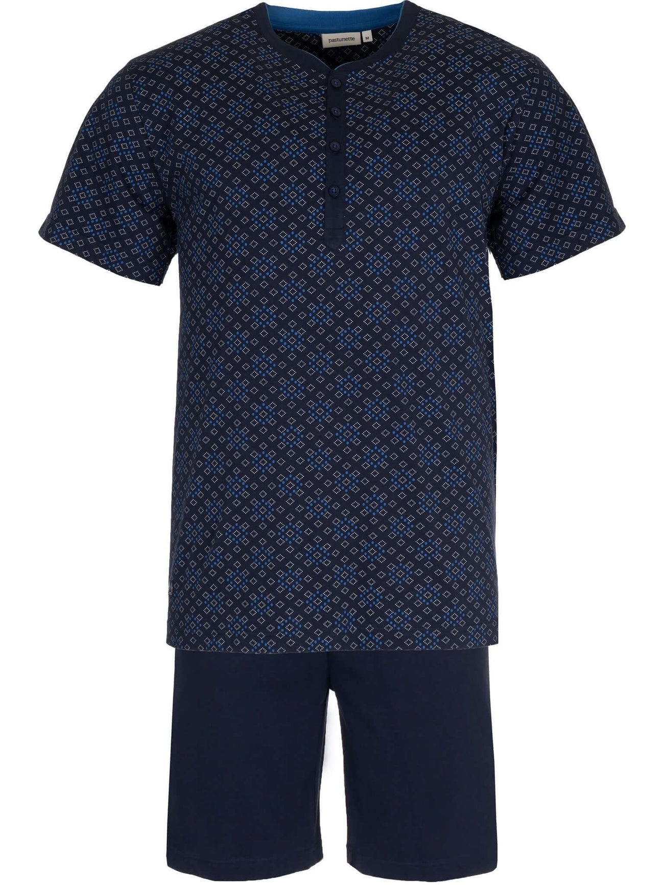 Pastunette Tweedelige Korte Pyjama Heren 132199-510-1 520 Dark Blue, korte pyjama voor heren met grafisch design.