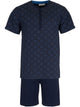 Pastunette Tweedelige Korte Pyjama Heren 132199-510-1 520 Dark Blue, korte pyjama voor heren met grafisch design.