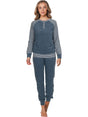 Pastunette Tweedelige Pyjama Badstof Dames 121199-104-1 520 Dark Blue, comfortabele blauwe pyjama van badstof.