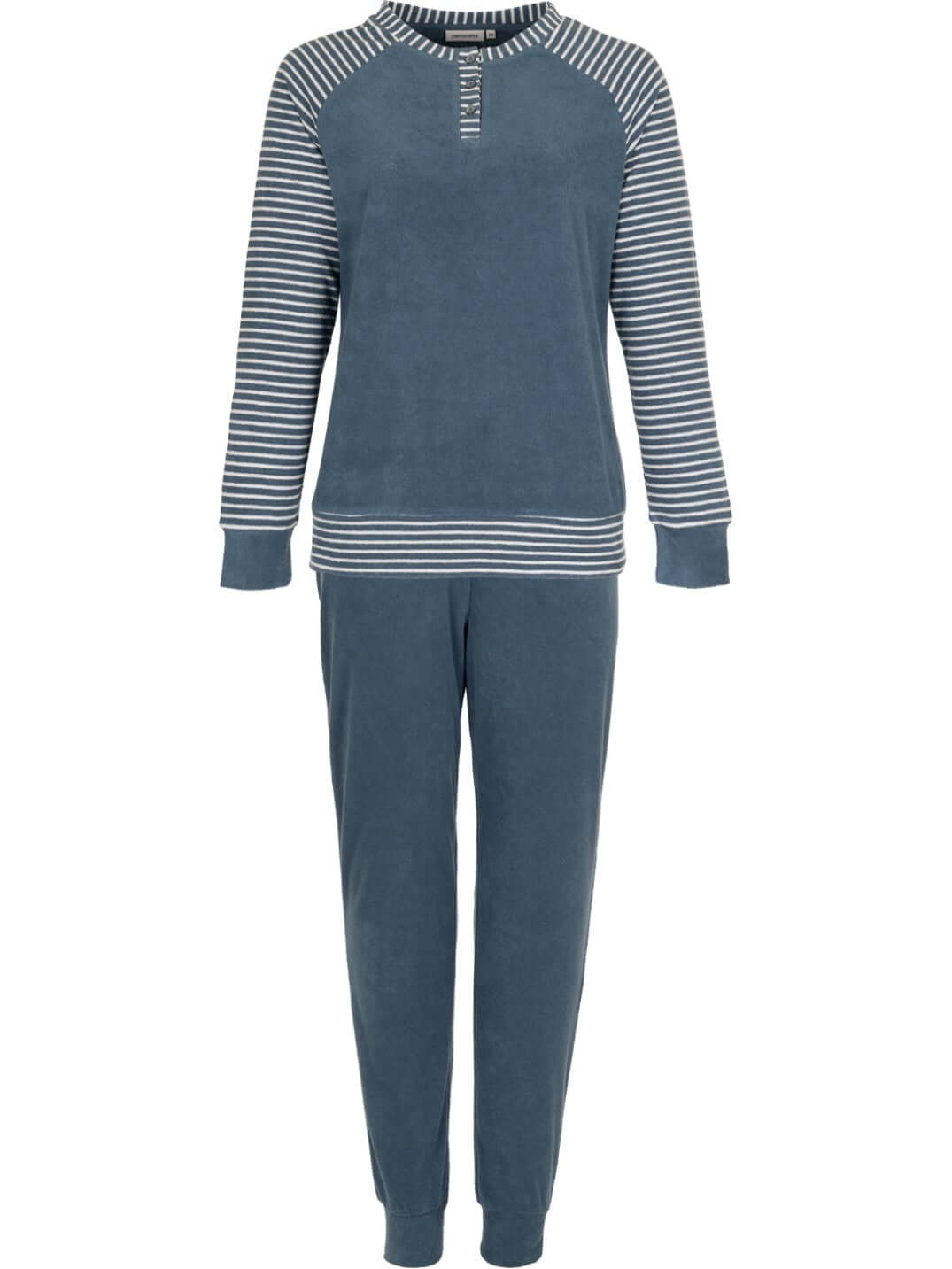 Pastunette Tweedelige Pyjama Badstof Dames 121199-104-1 520 Dark Blue in warme badstofkwaliteit.