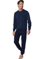 Pastunette Tweedelige Pyjama Heren 122199-508-1 520 Dark Blue, comfortabele pyjama met gestreept shirt en effen broek.