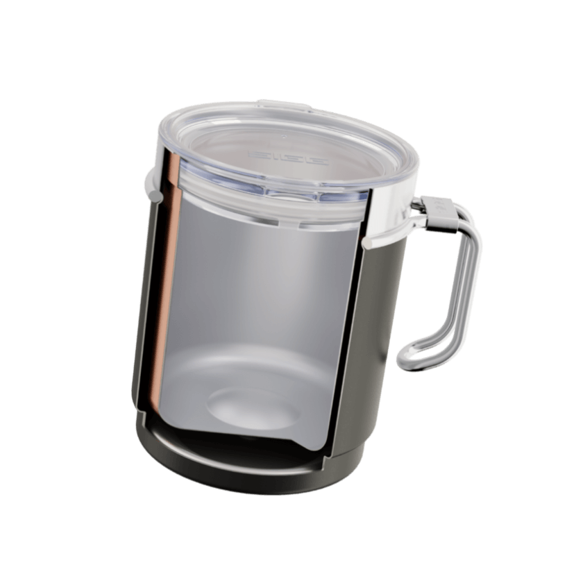 SIGG Travel Mug 0.3L Nightblack GT6053.80 in sleek design with transparent lid and durable handle.