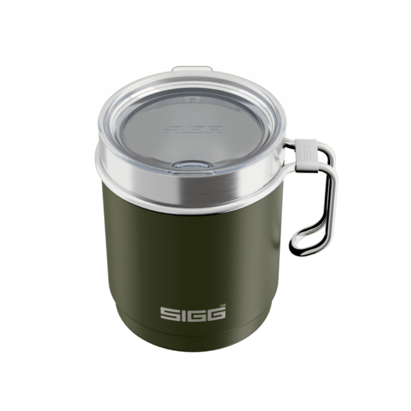 SIGG Travel Mug 0.3L Roasted Green GT6053.90 met deksel en handvat, ideaal voor onderweg.