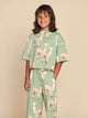 SNURK Alpaca Meadow Cropped T-Shirt Kids met schattige alpacaprint, perfect voor bed en school.