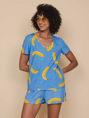 SNURK Banana Blue V-neck T-shirt Dames