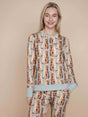 SNURK Bowie Sweater Dames met all-over print van katten, perfecte comfortabele damespyjama.