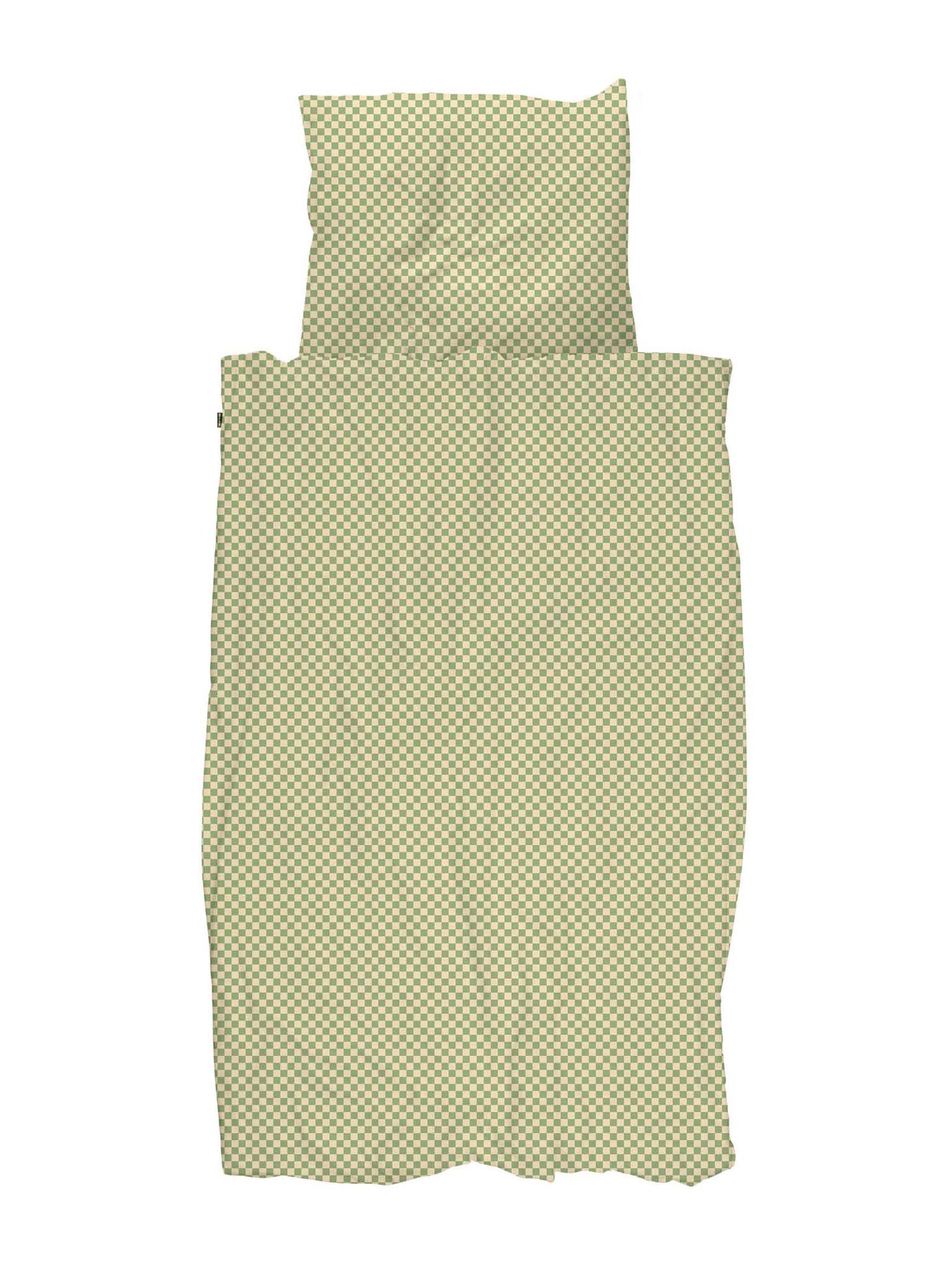 SNURK Check Green Beige dekbedovertrek met groen en beige ruitpatroon.