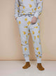 SNURK Chips Broek Regular Unisex in lichtgrijze stof met chips print, comfortabel voor dames en heren.