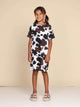 SNURK Cow T-shirt Dress Kids, stoere koeienprint T-shirt jurkje voor kinderen in comfortabele stretchkatoen.
