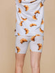 SNURK Croissants Bikershorts Dames met croissantjes print, zachte biologische katoen, perfect voor de zomer.