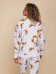 SNURK Croissants Sweater Dames, comfortabele sweater met croissantjes, achteraanzicht, damesmode.