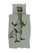 SNURK Dino Green dekbedovertrek met T-Rex op een groene achtergrond voor een stoere slaapervaring.