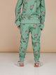 SNURK Donkeys Broek Kids, schattige baby-ezels op een groene achtergrond, perfect voor spelen of slapen.