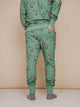 SNURK Donkeys Broek Regular Unisex, groene joggingbroek met schattige baby-ezels op een neutrale achtergrond.