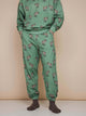 SNURK Donkeys Broek Relaxed Unisex met schattige baby-ezels op zachtgroene achtergrond.