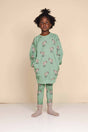 SNURK Donkeys Legging Kids met schattige ezels op een zachte groene achtergrond, perfect voor kinderen.