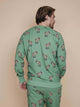 SNURK Donkeys Sweater Heren, achterzijde, met schattige baby-ezels op een zachtgroene achtergrond.