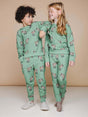 SNURK Donkeys Sweater Kids met schattige baby-ezels op een zachtgroene achtergrond, relaxte fit, ideaal voor kinderen.