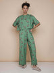 SNURK Donkeys Wijde broek Dames in zachtgroene kleur met schattige baby-ezels print.