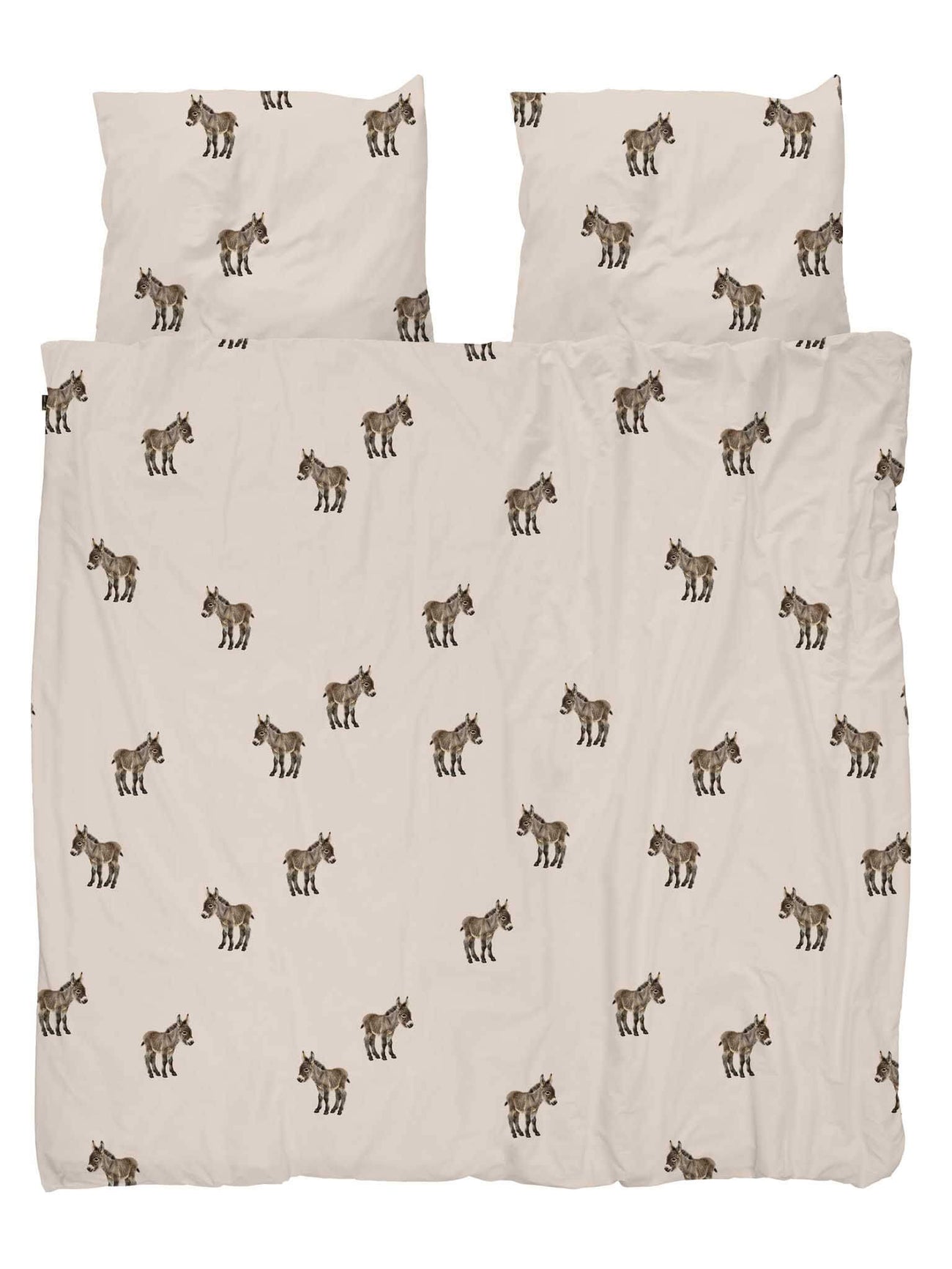 SNURK Donkeys dekbedovertrek met schattige ezels op een beige achtergrond