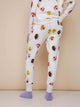 SNURK Donuts Broek Regular Unisex met kleurrijke donuts op een zachte achtergrond, perfect voor huiselijk gebruik.