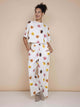 SNURK Donuts Cropped T-shirt Dames en bijpassende broek met kleurrijke donuts, perfect voor ontspanning en comfortabele nachten.