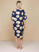 SNURK Eggs Navy Relaxed T-Shirt Dress One Size Dames van achteren gezien met spiegeleitjes print.