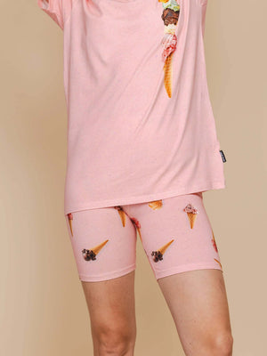 SNURK Ice Cream Cones Bikershorts Women, zachte hoge taille bikershorts met ijsjesprint voor dames.
