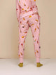SNURK Ice Cream Cones Broek Unisex met kleurrijke ijsjesprint op een roze achtergrond.