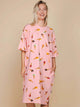 SNURK Ice Cream Cones Relaxed T-Shirt Dress One Size Dames, comfortabel oversized jurkje met ijsjesprint.