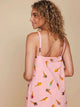SNURK Ice Cream Cones Strap Dress Dames achterkant met lila achtergrond en ijsjesprint.