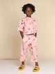 SNURK Ice Cream Cones Wide Pants Kids in stylish pink with ice cream prints, perfect for summer play.