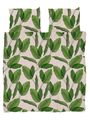 SNURK Leaf Me dekbedovertrek met groene bladerenprint voor een tropische uitstraling.