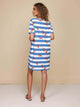 SNURK Lobsters T-shirt Dress Dames, achterkant met blauwe strepen en kreeftjes print.