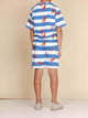 SNURK Lobsters T-shirt Kids in blauw gestreepte stof met kreeftjes voor kinderen, comfortabel en stijlvol.
