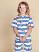 SNURK Lobsters T-shirt Kids met blauwe strepen en kreeftenpatroon, perfect voor kinderen die houden van stijl en comfort.