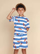 SNURK Lobsters T-shirt Kids in blauwe streep met rode kreeftjes, perfect voor kinderen.