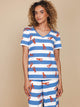 SNURK Lobsters V-Neck T-shirt Dames met kreeftjes op blauwe streep