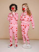 SNURK Lollipop Love Broek Kids - Kinderen in roze joggingbroek met hartjes, speels met lollies.