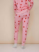 SNURK Lollipop Love Broek Regular in roze met felrode hartjeslollies, perfect voor heren en dames.
