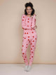SNURK Lollipop Love Broek Regular model in roze broek met hartjes print en een vrolijke uitstraling.