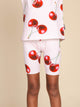SNURK Mon Cherry Bikershorts Kids met vrolijke rode kersjes op een ademende, zachte stof.