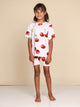SNURK Mon Cherry Bikershorts Kids met kersjes, perfect voor slapen en spelen.