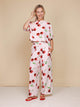 SNURK Mon Cherry Cropped T-Shirt Dames met kersenprint, perfect voor relaxdagen of als slaapoutfit.