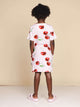 SNURK Mon Cherry T-shirt Dress Kids - Kind met kersjes T-shirt jurkje, zachte biologische katoen.