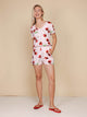 SNURK Mon Cherry V-Neck T-shirt Dames met kersenprint, perfecte relax- of slaapoutfit in zachte katoen.