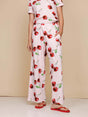 SNURK Mon Cherry Wijde Broek Dames met rode kersenprint en wijde pijpen