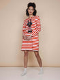 SNURK Pierre Xmas Long Sleeve Dress Dames in rood-witte strepen met hond