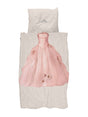 SNURK Princess Beige dekbedovertrek met een schattige prinsessenjurk en tiara print.