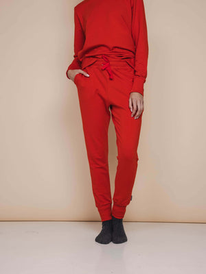 SNURK Red Broek Regular model in rode joggingbroek met een casual uitstraling